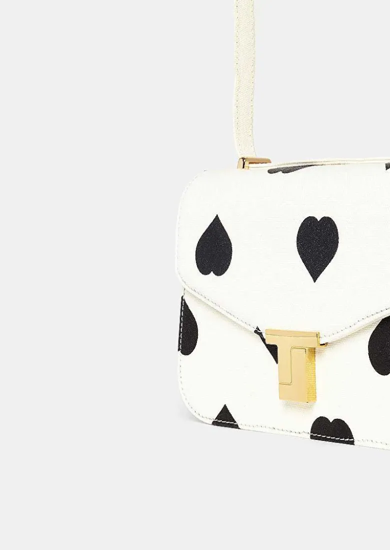 TARA JARMON 8 Bis Ecru With Black Polka Hearts Bag Cheap