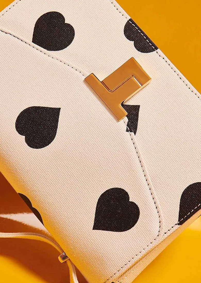 TARA JARMON 8 Bis Ecru With Black Polka Hearts Bag Cheap
