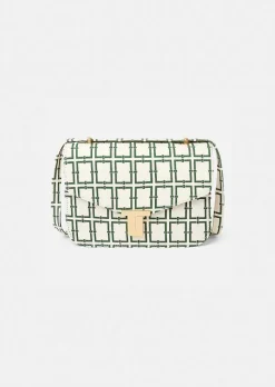 TARA JARMON 8 Bis Ecru With Green Graphic Design Bag Cheap