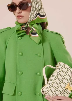 TARA JARMON 8 Bis Ecru With Green Graphic Design Bag Cheap