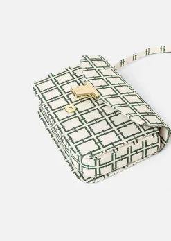 TARA JARMON 8 Bis Ecru With Green Graphic Design Bag Cheap