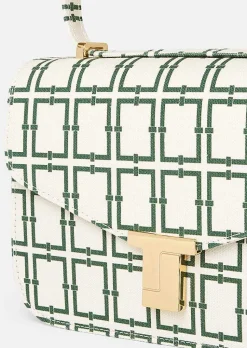 TARA JARMON 8 Bis Ecru With Green Graphic Design Bag Cheap