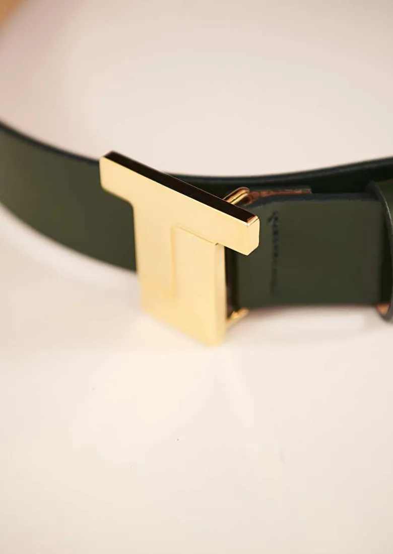 TARA JARMON 8 Bis Green Leather Belt Best