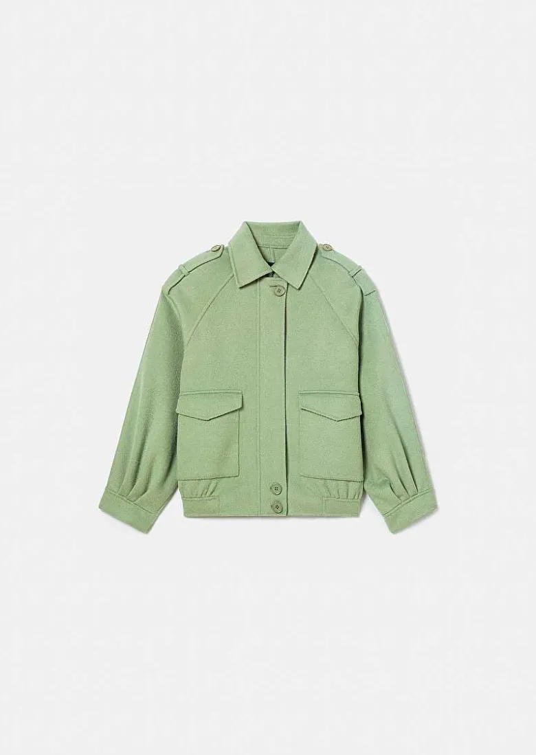 TARA JARMON Bethy Green Double-Sided Wool Jacket Best Sale