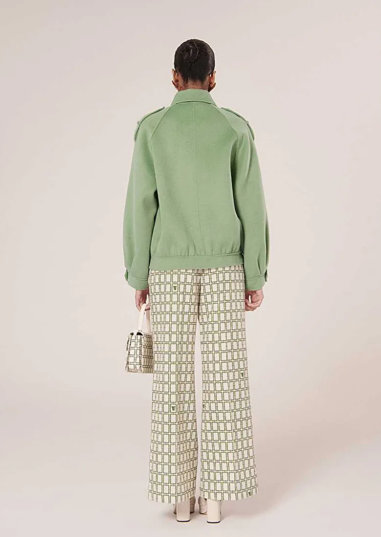 TARA JARMON Bethy Green Double-Sided Wool Jacket Best Sale
