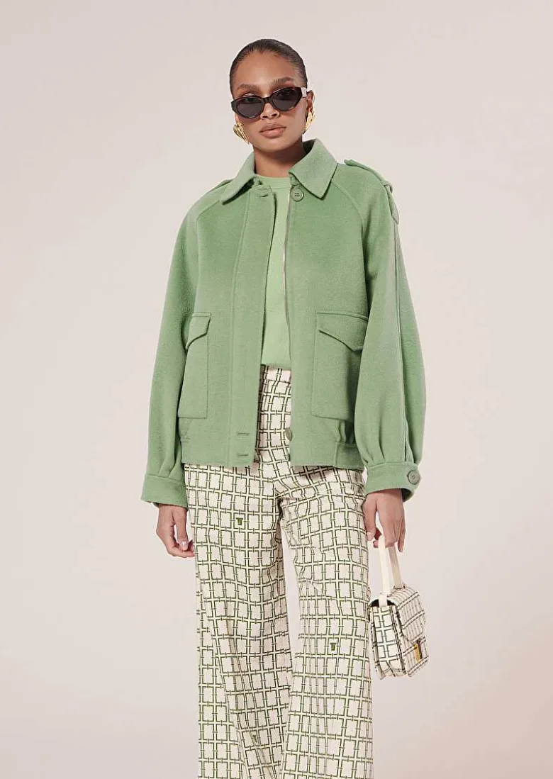 TARA JARMON Bethy Green Double-Sided Wool Jacket Best Sale