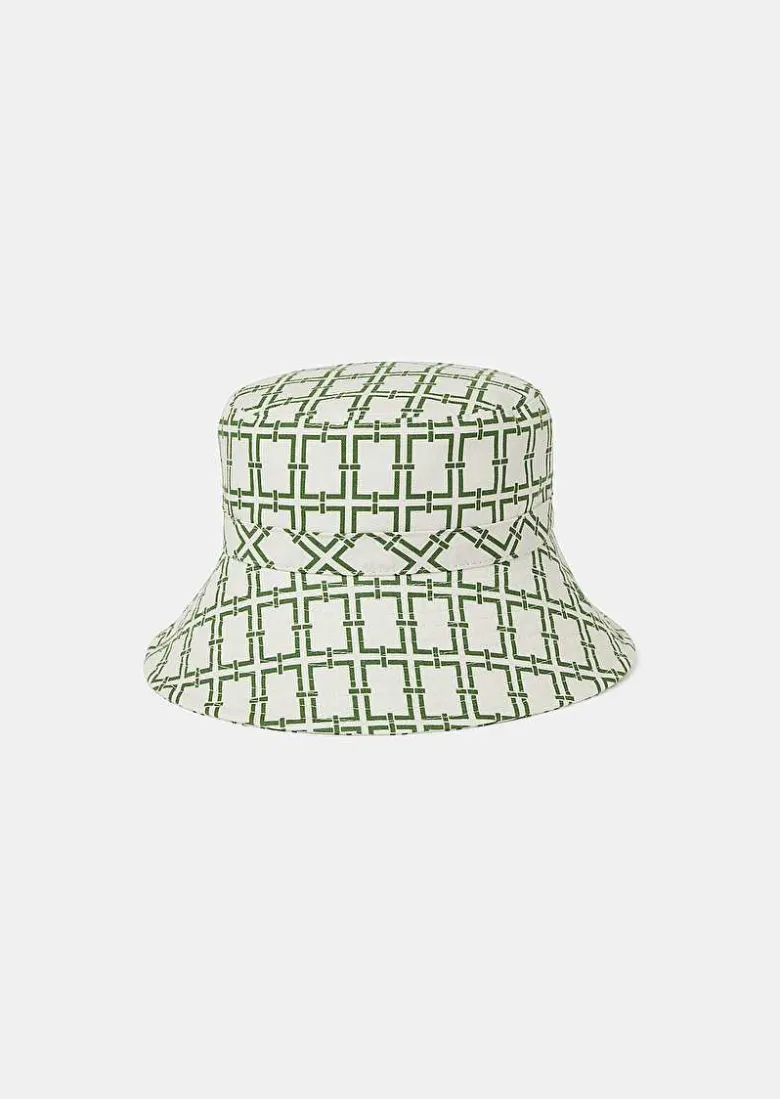TARA JARMON Bob Ecru With Green Graphic Desing Bucket Hat Outlet