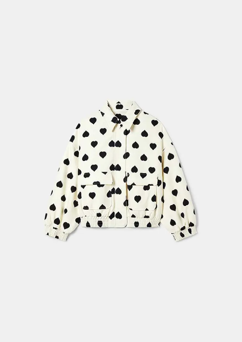 TARA JARMON Bobby Ecru With Black Polka Hearts Jacket Outlet