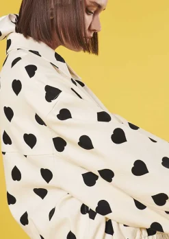 TARA JARMON Bobby Ecru With Black Polka Hearts Jacket Outlet