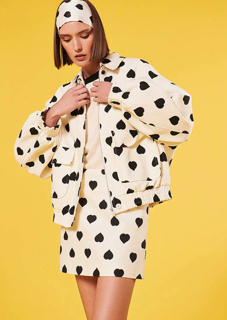 TARA JARMON Bobby Ecru With Black Polka Hearts Jacket Outlet