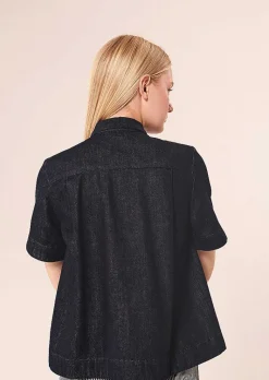 TARA JARMON Camilla Midnight Blue Denim Shirt Hot