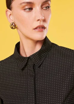 TARA JARMON Camille Black With White Polka Dots Shirt Cheap