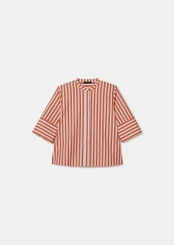 TARA JARMON Camilliana Orange With Stripes Poplin Shirt Shop