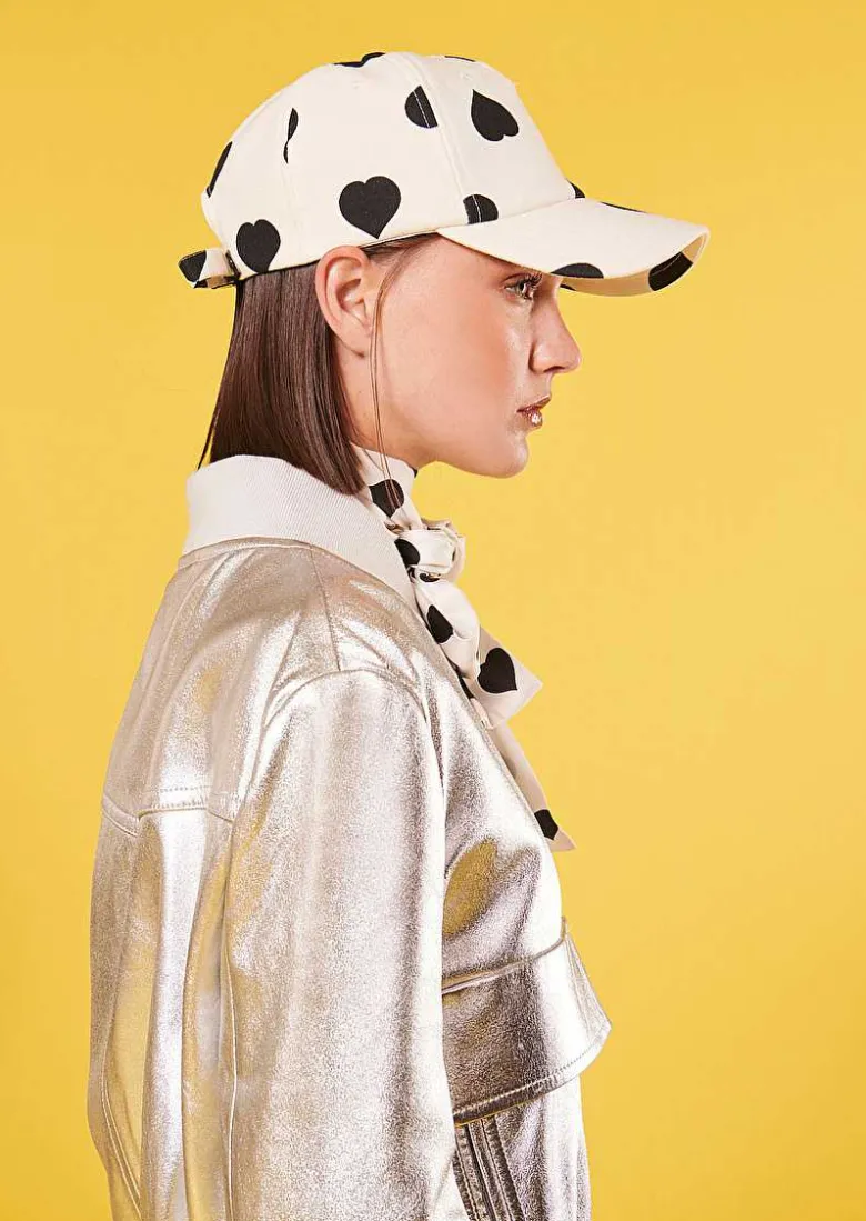 TARA JARMON Carole Ecru With Black Polka Hearts Hat Online