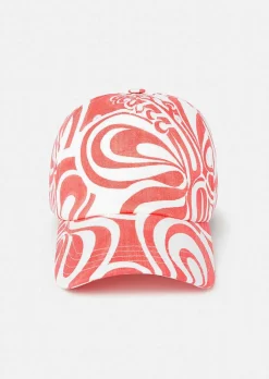 TARA JARMON Carole Ecru With Coral Graphic Design Cap Online