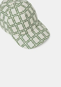 TARA JARMON Carole Ecru With Green Graphic Design Hat Clearance