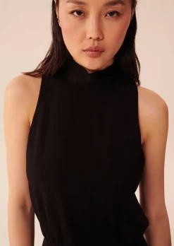 TARA JARMON Cecile Black Crepe Jumpsuit Shop