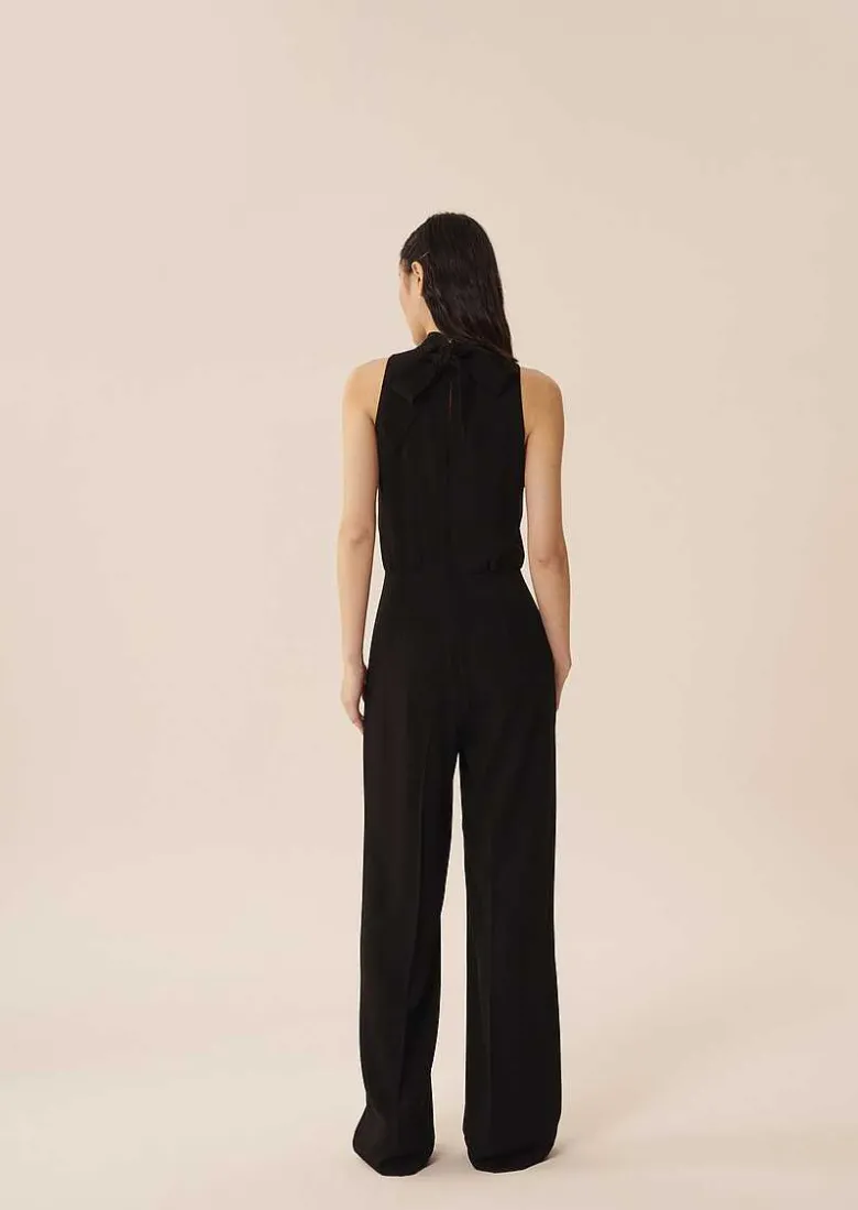 TARA JARMON Cecile Black Crepe Jumpsuit Shop