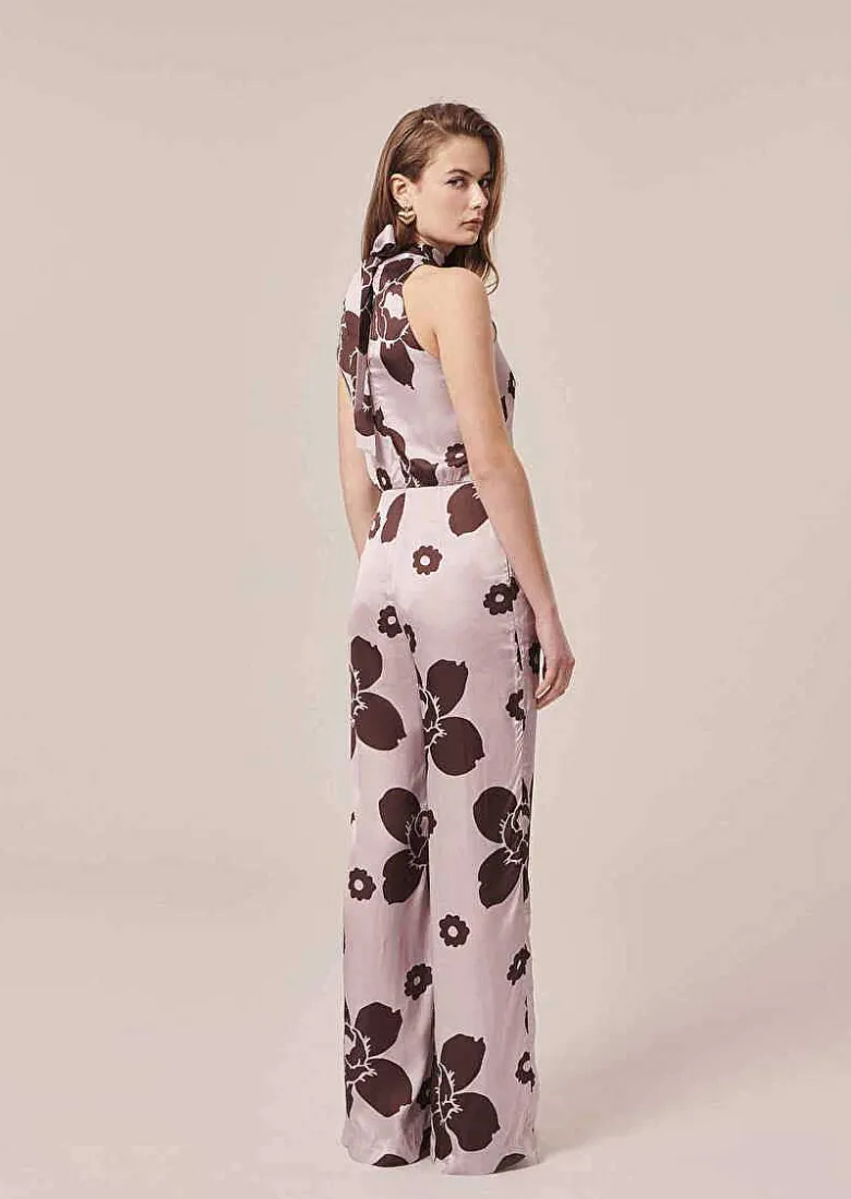 TARA JARMON Cecile Purple Flower Printed Jumpsuit Store