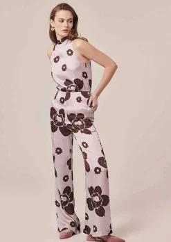 TARA JARMON Cecile Purple Flower Printed Jumpsuit Store