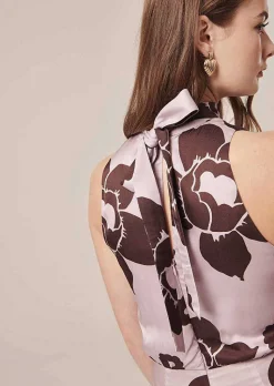 TARA JARMON Cecile Purple Flower Printed Jumpsuit Store