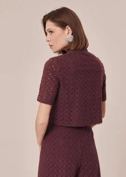 TARA JARMON Cheryl Brown Embroidered Shirt Outlet