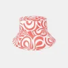 TARA JARMON Chloe Ecru With Coral Graphic Bucket Hat Flash Sale