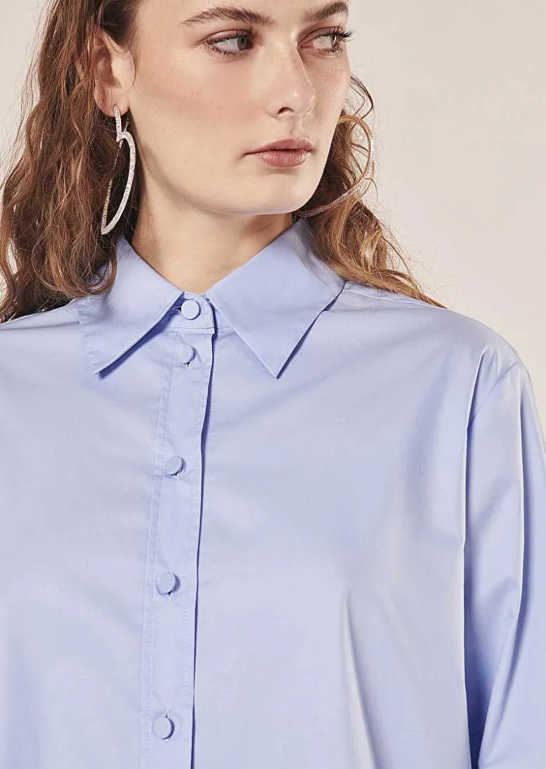TARA JARMON Clarence Blue Poplin Shirt Cheap