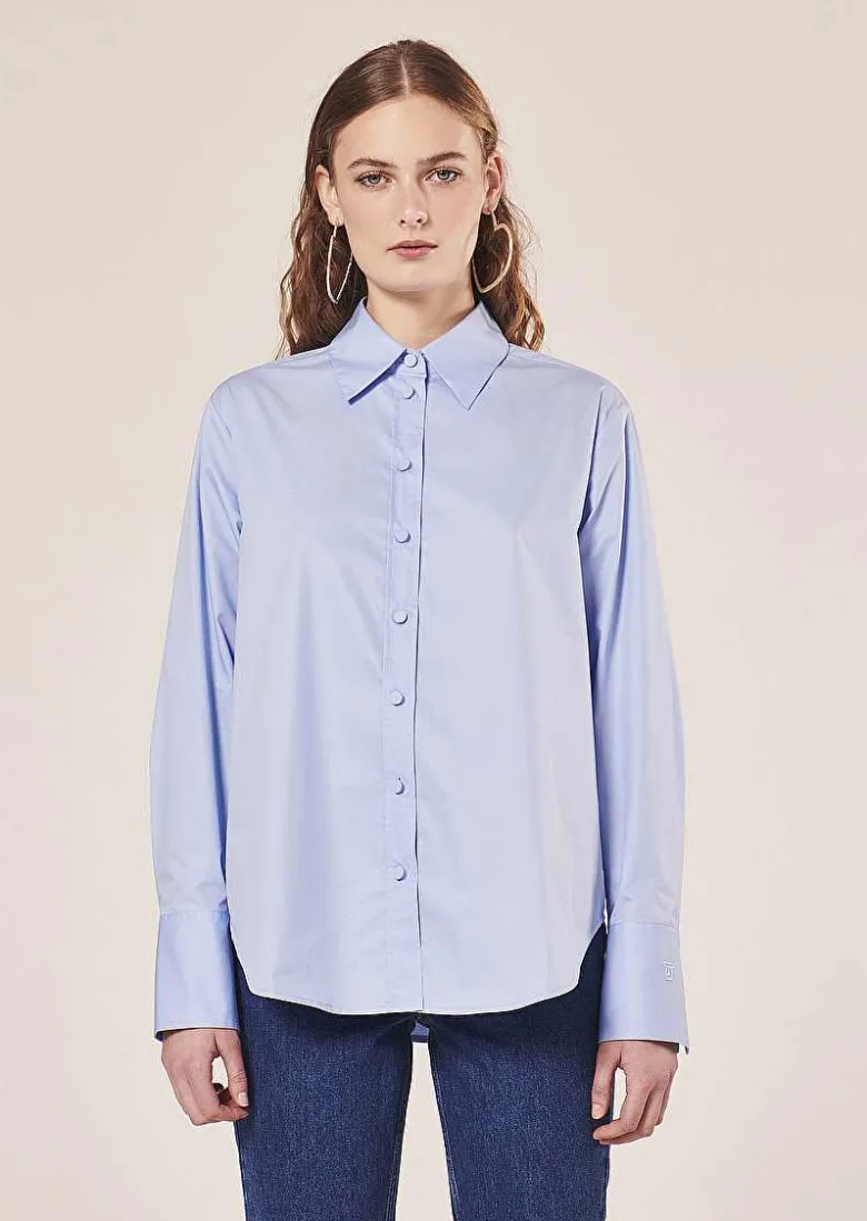TARA JARMON Clarence Blue Poplin Shirt Cheap