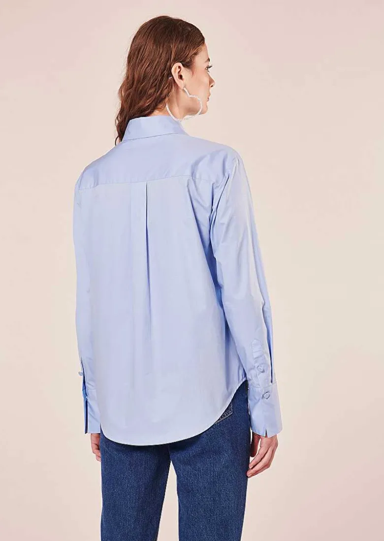 TARA JARMON Clarence Blue Poplin Shirt Cheap