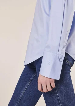 TARA JARMON Clarence Blue Poplin Shirt Cheap