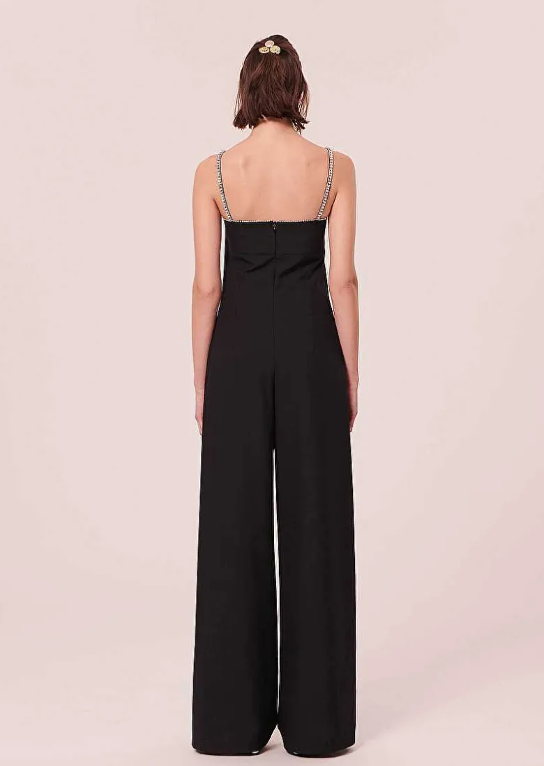 TARA JARMON Clotilde Black Cold Wool Jumpsuit Discount