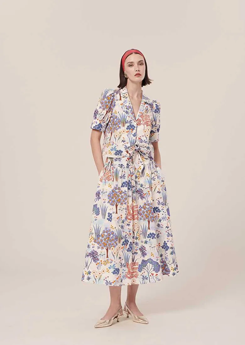 TARA JARMON Come Blue Flower Printed Shirt Cheap