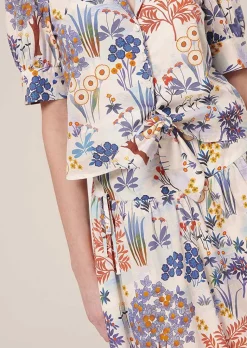 TARA JARMON Come Blue Flower Printed Shirt Cheap