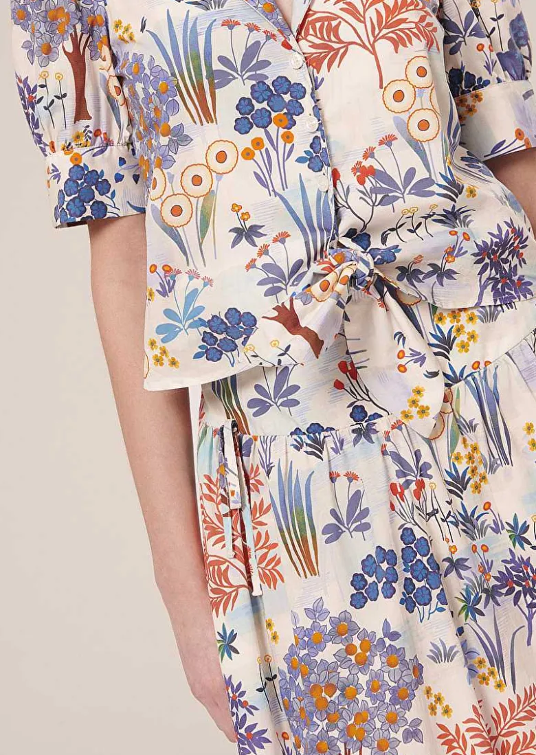 TARA JARMON Come Blue Flower Printed Shirt Cheap