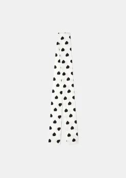 TARA JARMON Emeline Ecru With Black Polka Hearts Scarf Best Sale