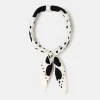 TARA JARMON Estee Ecru With Black Polka Hearts Silk Scarf Store