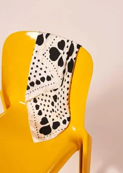 TARA JARMON Estee Ecru With Black Polka Hearts Silk Scarf Store