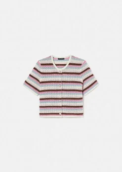 TARA JARMON Gemila Striped Crochet-Knit Cardigan Best