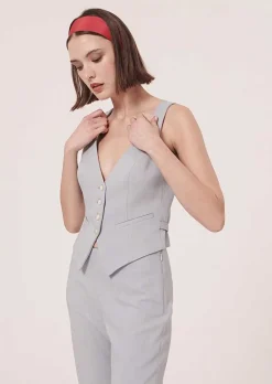 TARA JARMON Gianna Blue Suit Vest Flash Sale