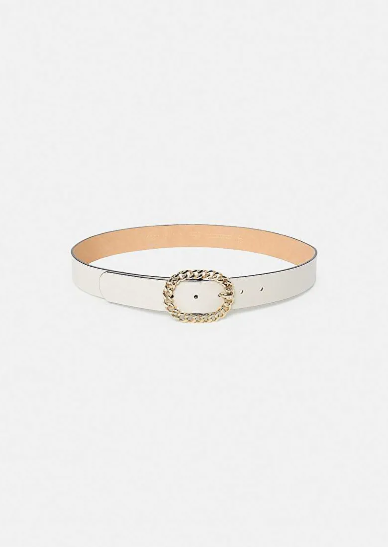 TARA JARMON Gigi Ecru Leather Belt New
