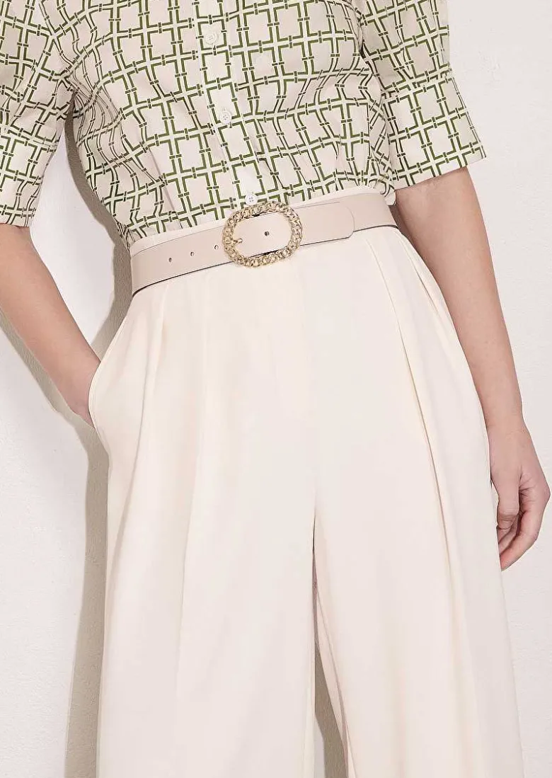 TARA JARMON Gigi Ecru Leather Belt New
