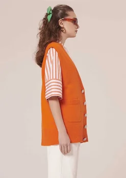 TARA JARMON Ginny Orange Cardigan In Alpaga And Merinos Wool Store