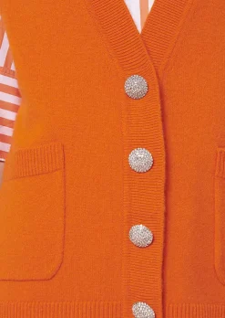 TARA JARMON Ginny Orange Cardigan In Alpaga And Merinos Wool Store