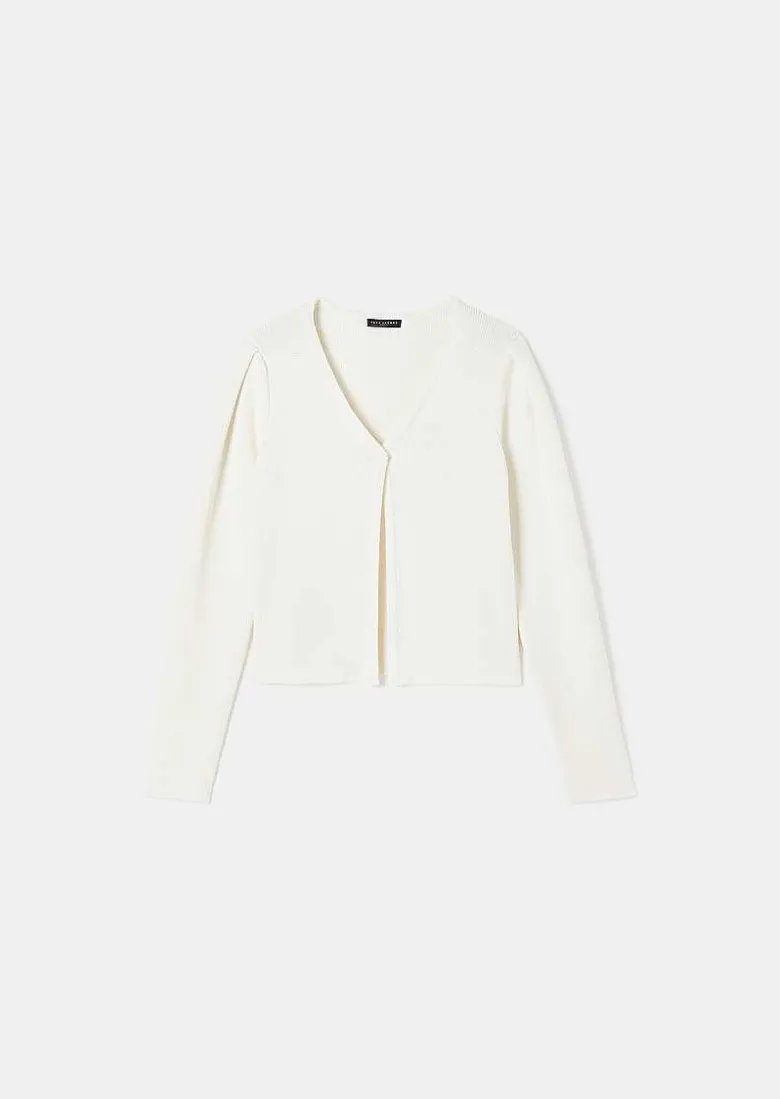TARA JARMON Glenn Ecru Iridescent Cotton Cardigan Store