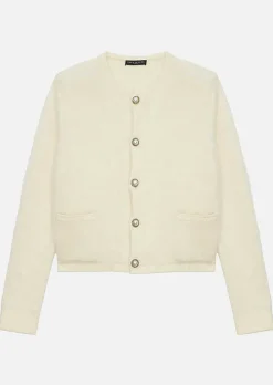 TARA JARMON Guest Ecru Mohair And Wool Knitted Cardigan Hot