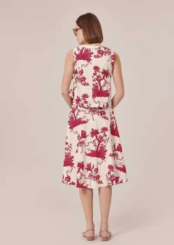 TARA JARMON Jeannette Ecru Floral Printed Skirt Fashion