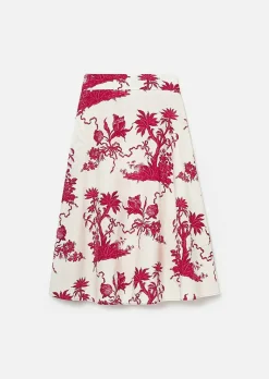 TARA JARMON Jeannette Ecru Floral Printed Skirt Fashion