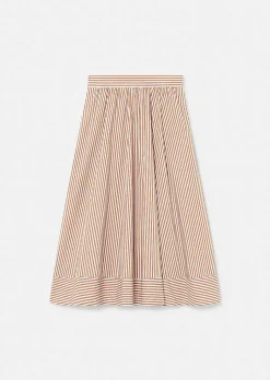 TARA JARMON Jelato Brown Striped Poplin Skirt Outlet