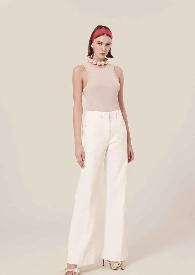 TARA JARMON Jerome White Denim Jeans Sale